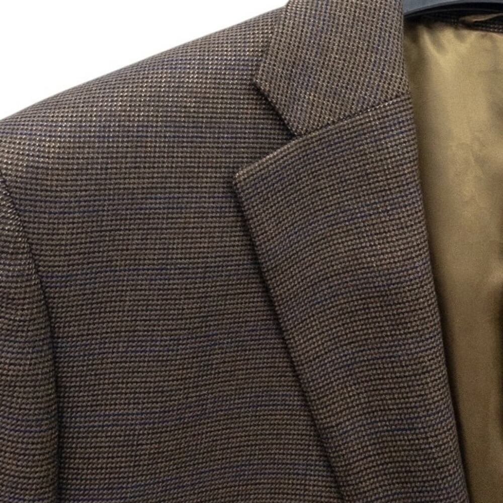 Chaps Men's Tweed Sport Coat Blazer 42R Brown Blue Houndstooth